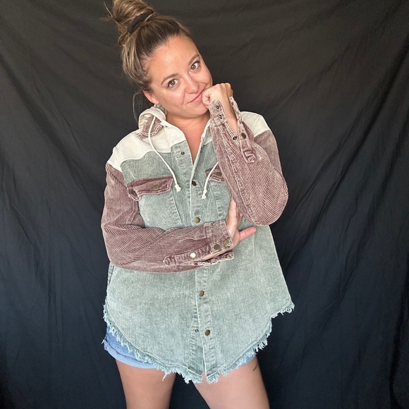 Buckle Jackets & Blazers - Corduroy Oversided Shacket